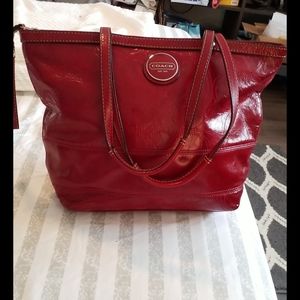 Red Coach tote bag